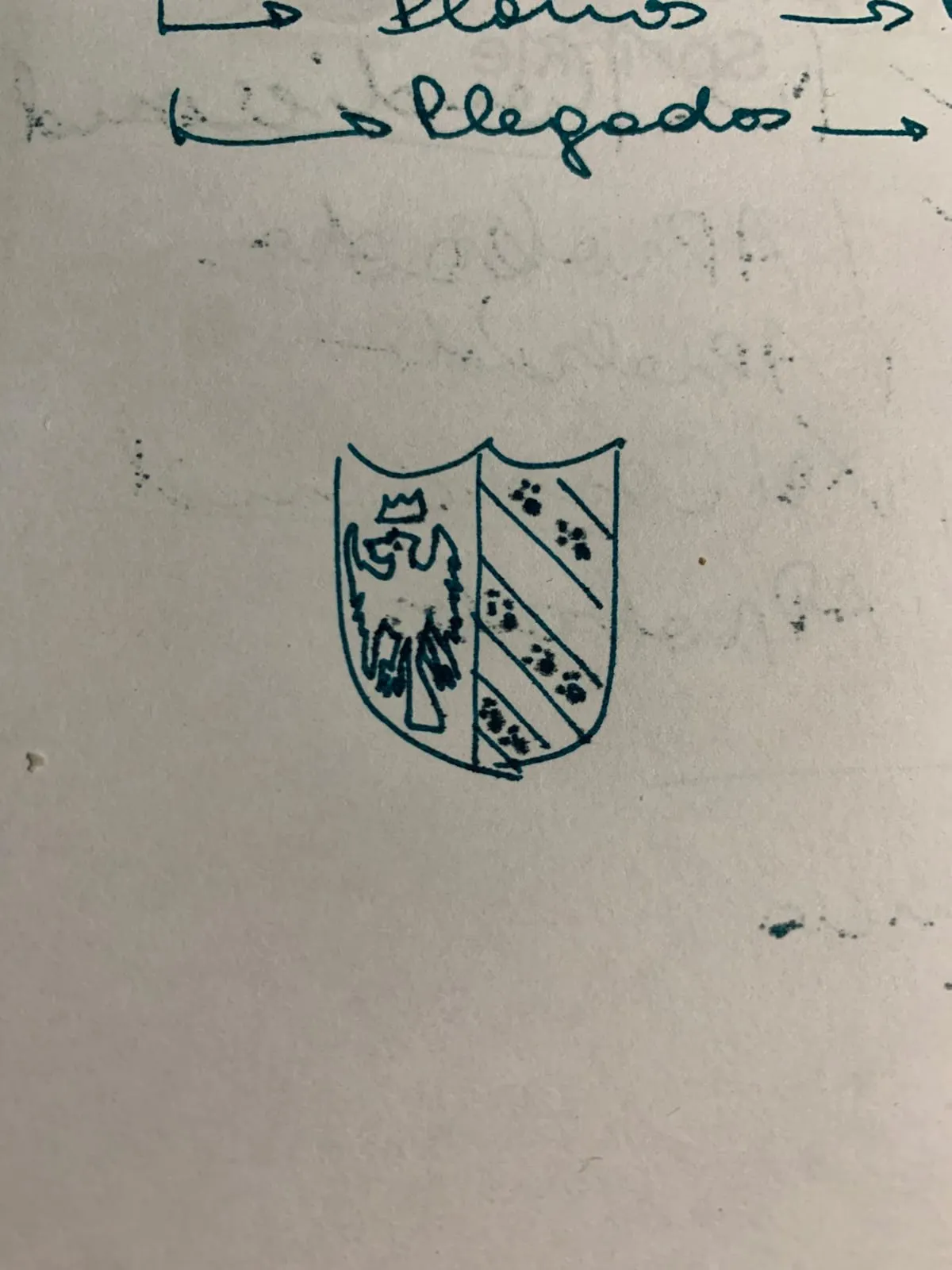 Boceto a mano del escudo para un anillo sello