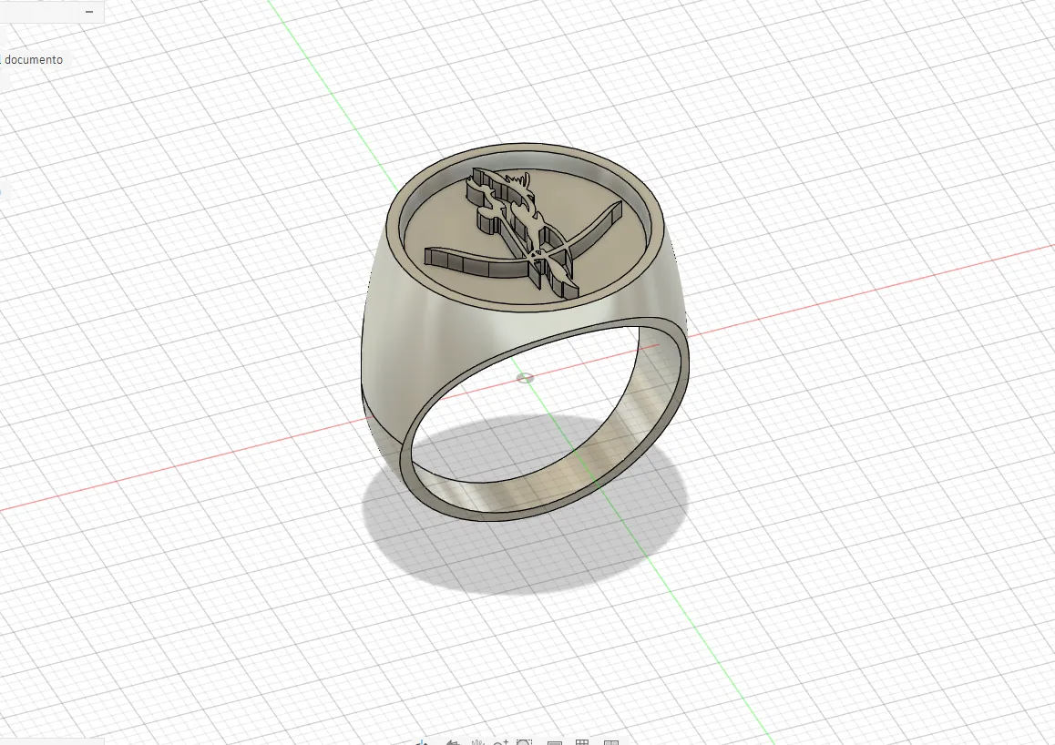Modelo 3D del anillo sello con el logo del arquero en relieve